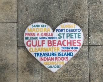 Gulf Beaches Heart Sign - Photo on Wood