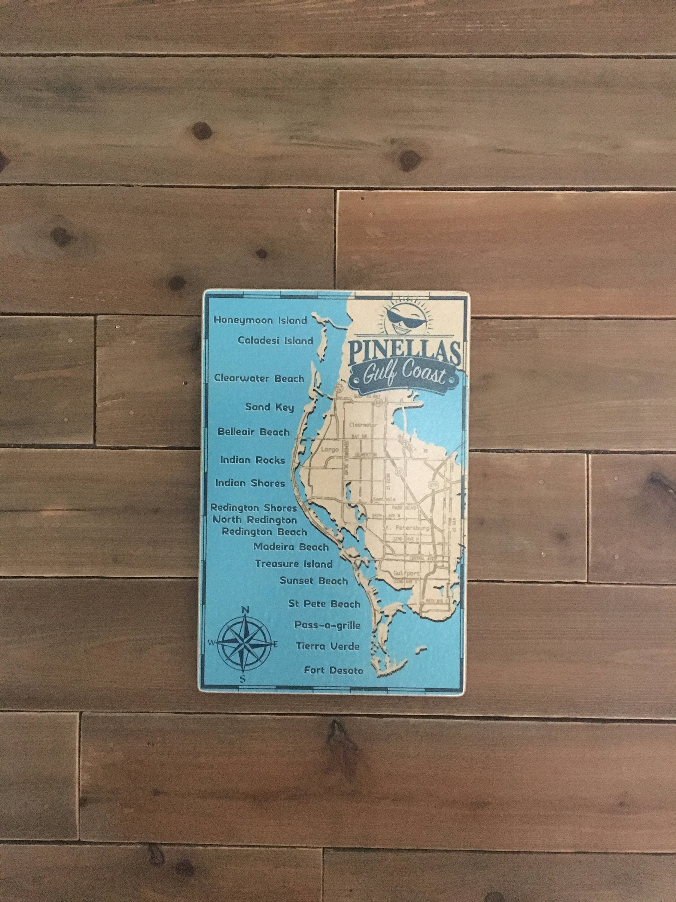 Gulf Beaches Map Sign - Photo on Wood - Etsy