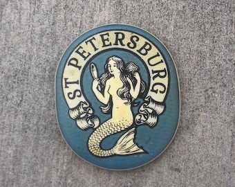 St Pete Mermaid Sign  - Photo on Wood