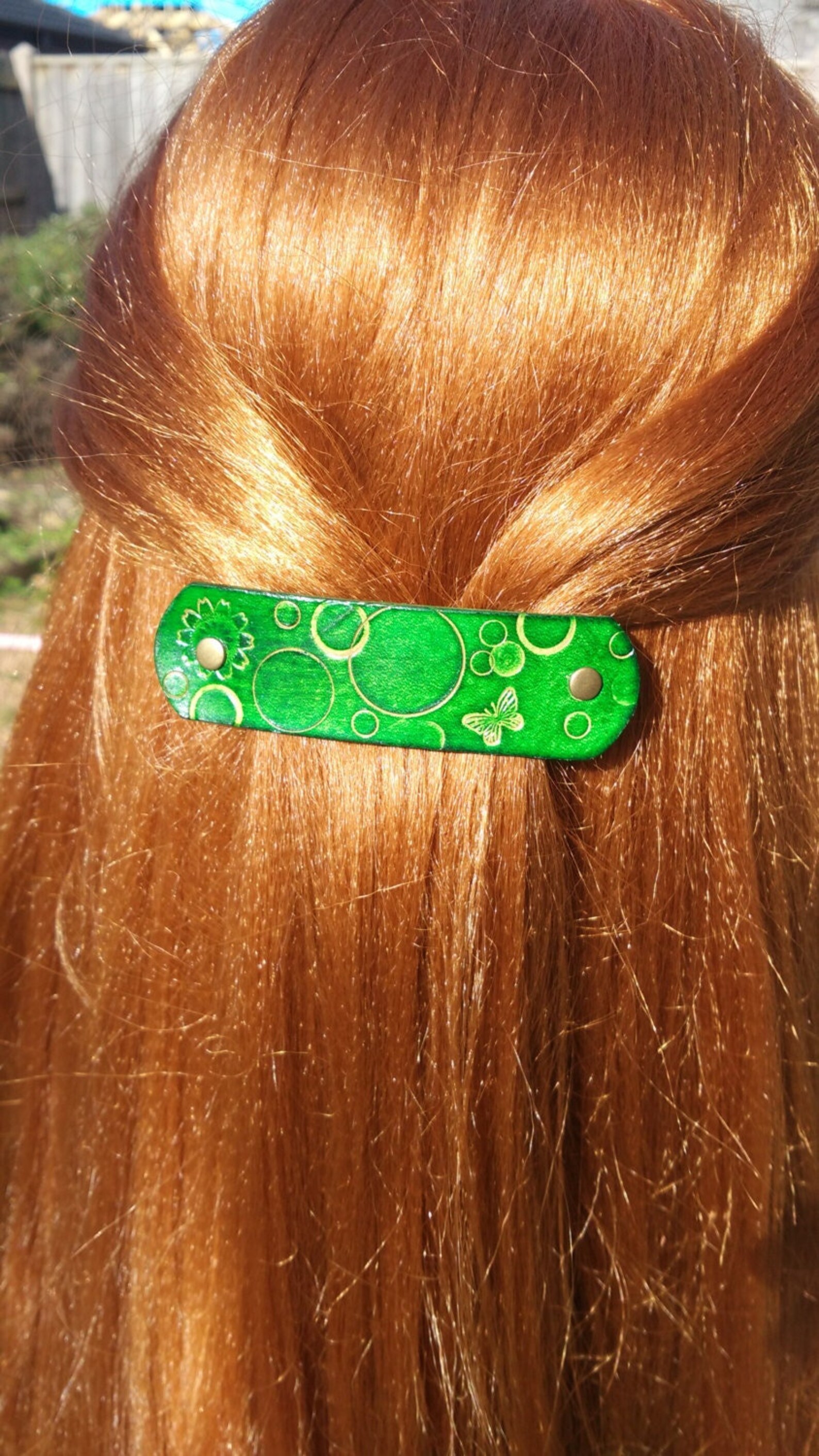 Leather French Hair Barrette Hand Tooled Leather Hair Clip Etsy