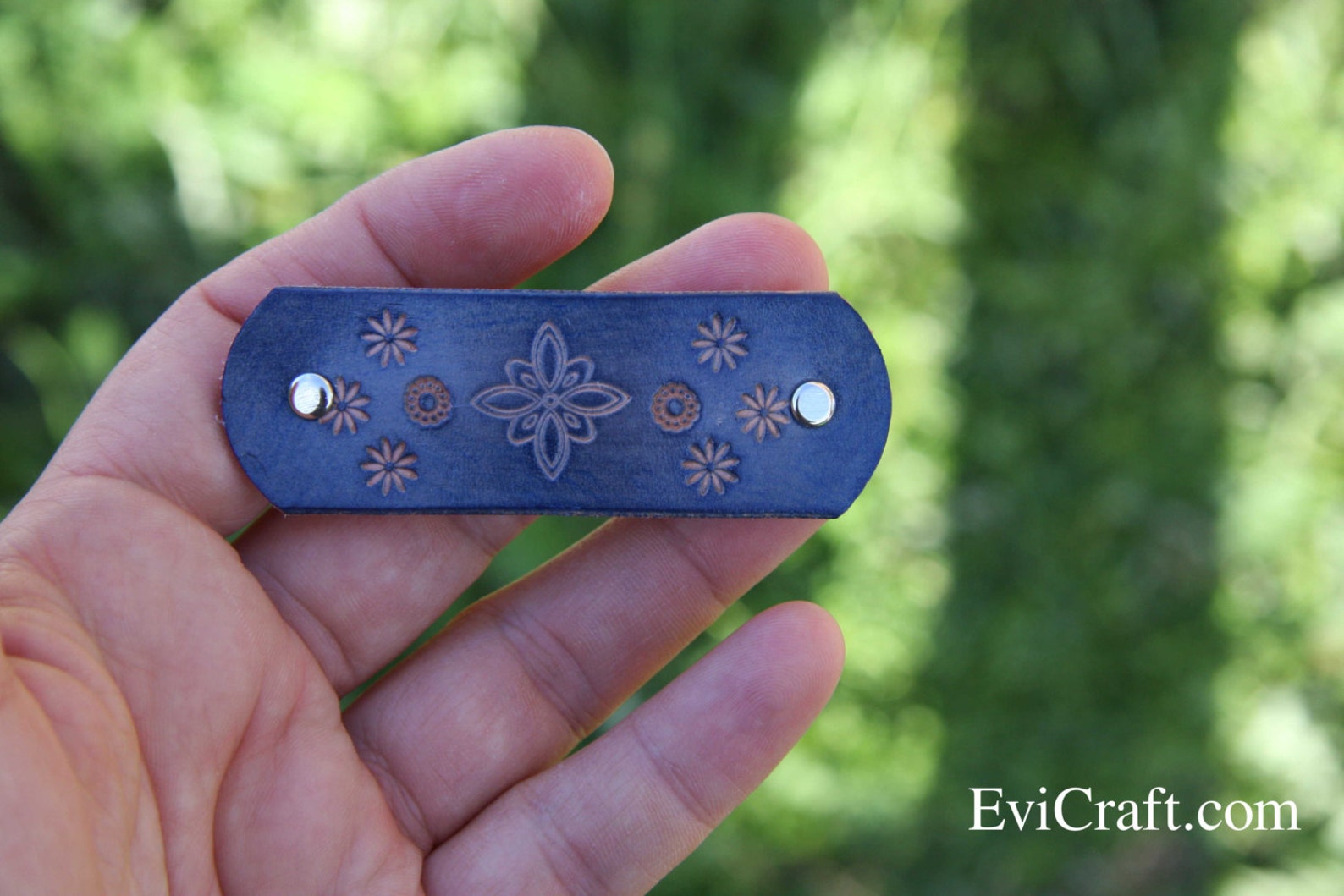 Leather French Hair Barrette Handmade Tooled Leather Hair Etsy