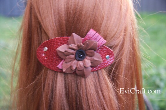 brown flower hair clip