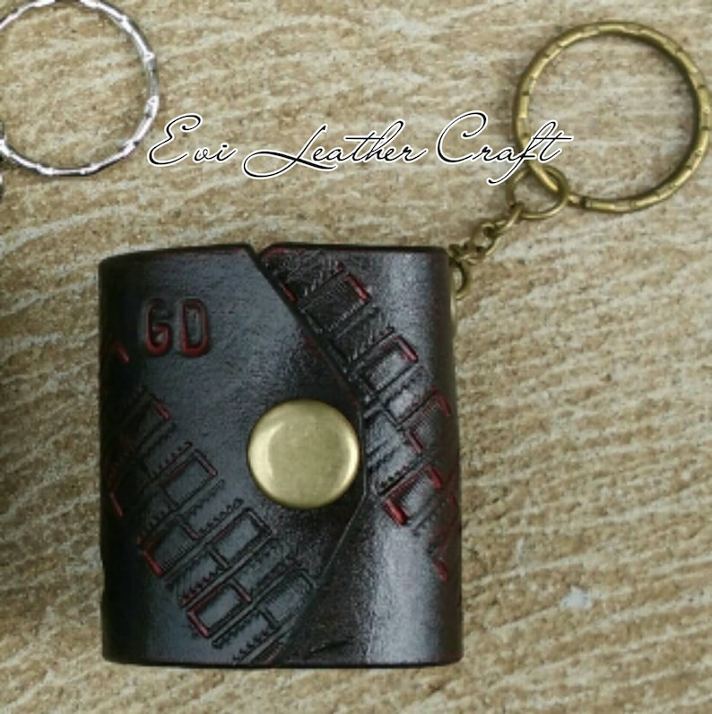 Red Dragon Leather Earphone Earbud Cable Cord Holder With Snap keychain personalised cord organiser cable clip