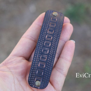 Black Leather French Hair Barrette – Handmade Large Minimalist Hair Clip – Stitched Leather Accessory – Australian Vegetable-Tanned Leather image 6