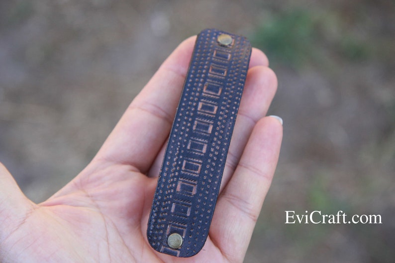 Black Leather French Hair Barrette – Handmade Large Minimalist Hair Clip – Stitched Leather Accessory – Australian Vegetable-Tanned Leather image 6
