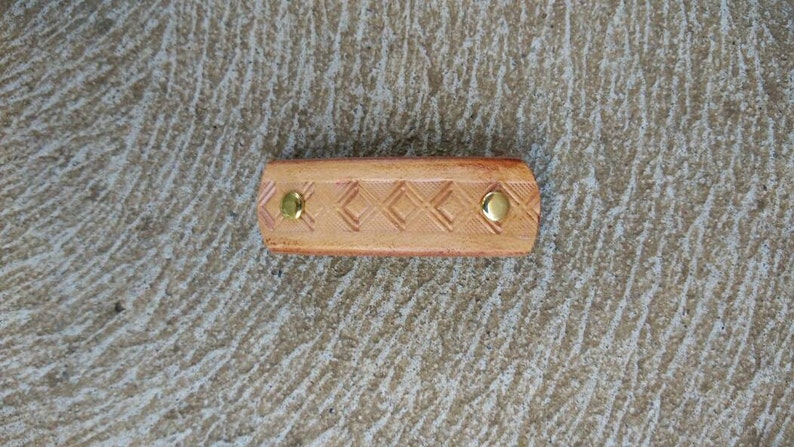 handmade leather accessory women Hair Accessory beige hair fashion small Leather French hair clip barrette Tooled Leather Hair Clip