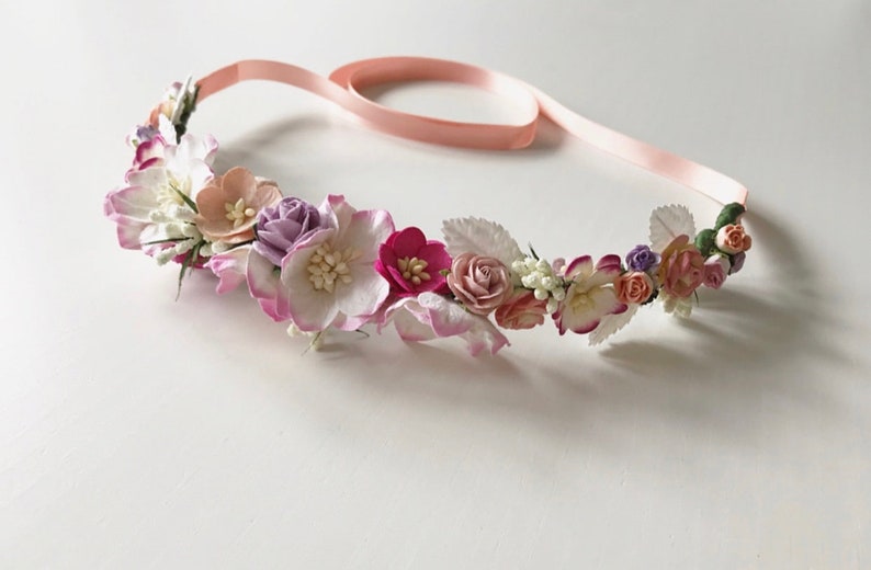 Spring Crush Crown, Flower Crown, Festival Crown, Flower headband, flower wreath, flower girl hair, Bridesmaid Flowers, Bridal wreath, Roses image 8