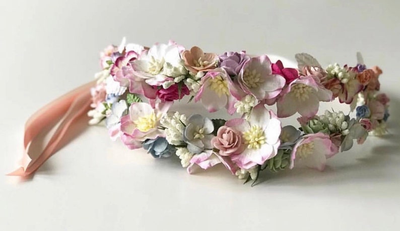 Spring Crush Crown, Flower Crown, Festival Crown, Flower headband, flower wreath, flower girl hair, Bridesmaid Flowers, Bridal wreath, Roses image 1