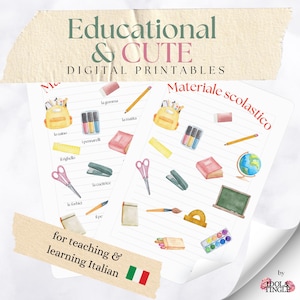 Hoja de vocabulario para aprender italiano Cosméticos Educativo Enseñanza Italiano Tarjetas de vocabulario imprimibles Aprender italiano