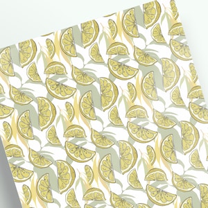 Papier de scrapbooking, feuille A4, papier décoratif, papier à motifs, carton d'arrière-plan, papier de collage, papier citrique orange, motif citron, fruité