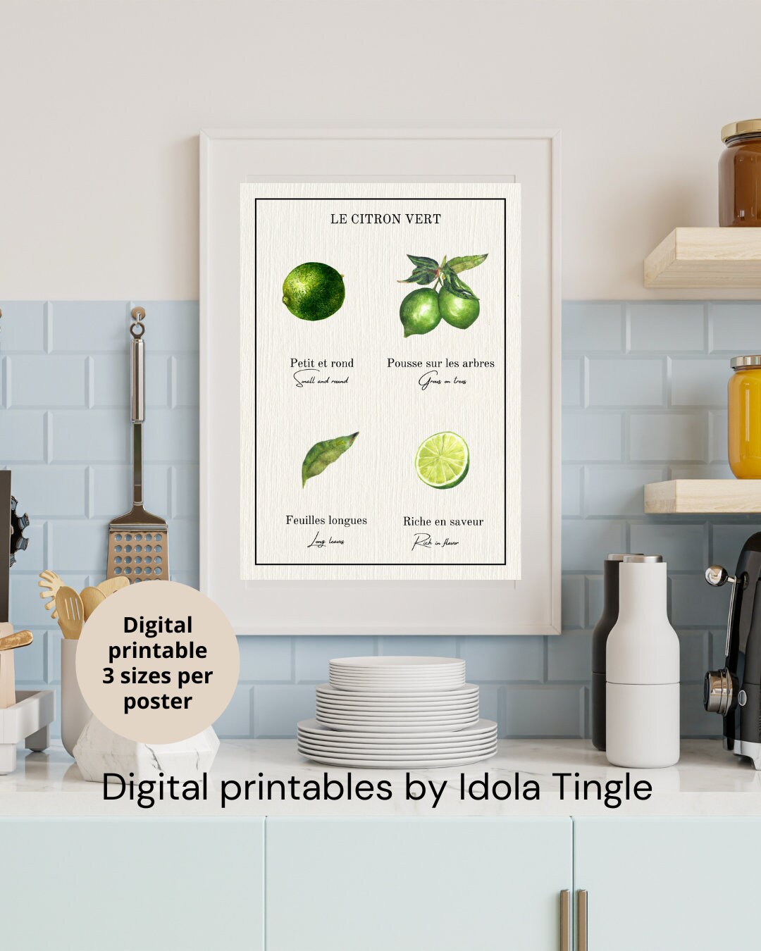 Lime Printable Wall Citron Vert, Decor, Latin French Fruit Poster ...