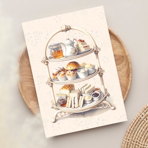 Nachmittagsteekarten, Teeparty-Einladung, Vintage-Nachmittagstee, Cottagecore-Dankeschön-Karte, Vintage-Postkarten, Feiereinladungen,