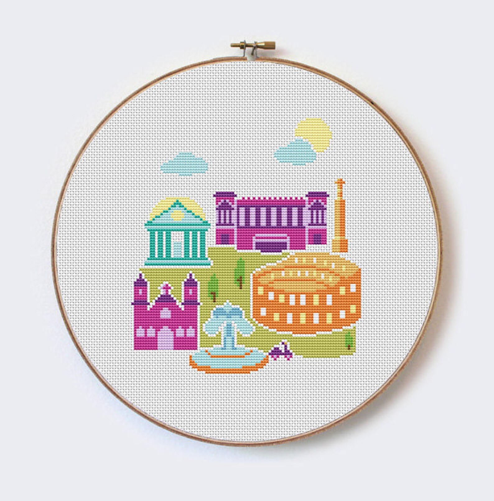 Rome modern cross stitch pattern PDF format instant Etsy España
