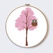 Owl Tree Branch modern cross stitch pattern - perfect for beginners - PDF format - instant download Buy 2 Get 1 Free