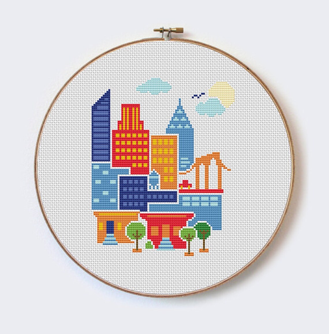 New York City modern cross stitch pattern PDF format Etsy
