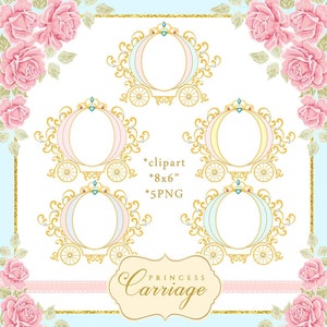 Marco de princesa transporte Clipart, etiquetas de Cenicienta carruaje imágenes prediseñadas de Ilustración, carro de lujo, carro Vintage