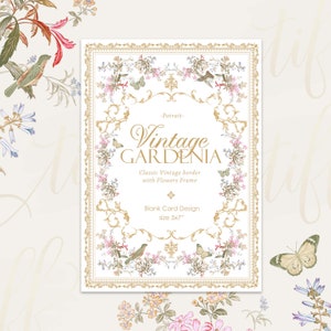 Modèle de carte vierge gardénia vintage imprimable