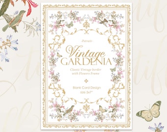 Design de modelo de cartão em branco de gardênia vintage para impressão