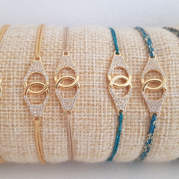 bracelet menottes strass en plaqué or