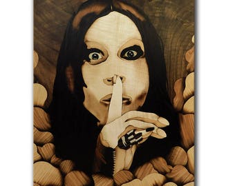 Ozzy Osbourne painting from wood portrait