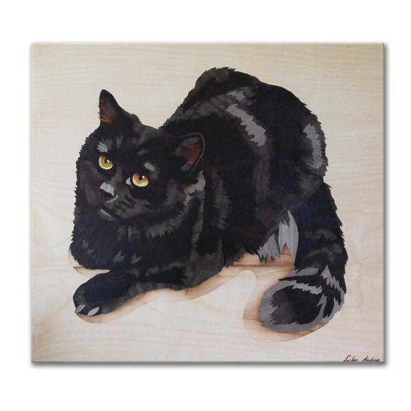 Portrait en bois de chat personnalisé | Anniversaire de chaton | Animal en marqueterie de bois | Mur de peinture d’incrustation suspendu | Cadeau pour les amoureux des animaux de compagnie | Commission Intarsia
