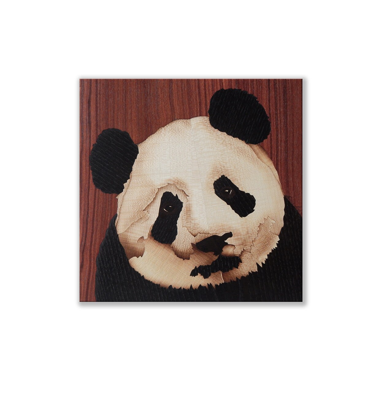 Panda wood wall art painting from wood marquetry picture at Etsy