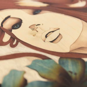 Marquetry picture intarsia wood portrait