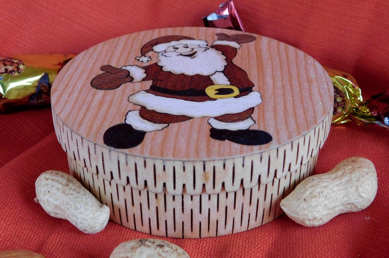 Wooden gift box santa claus christmas