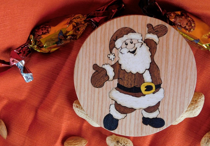 Wooden gift box santa claus christmas