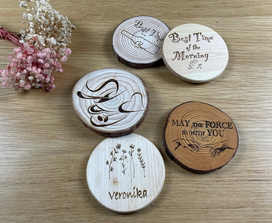 Rustic Coaster Graphics Personalised Rustic Wood Coasters, Tea Coaster, Beer Mat, Business Logo ...