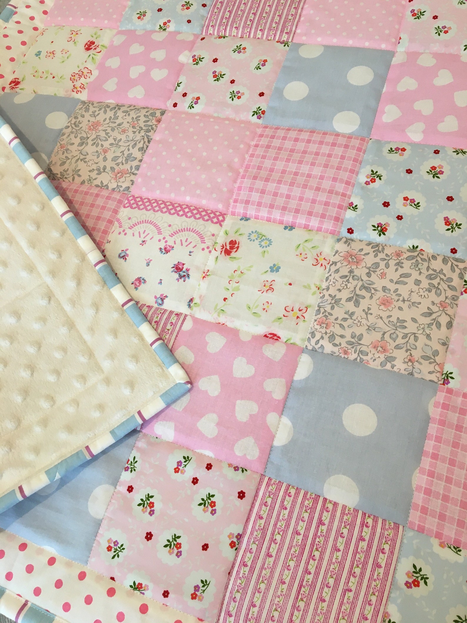 Handmade Patchwork Baby Quilt Handmade by Mum&me Etsy