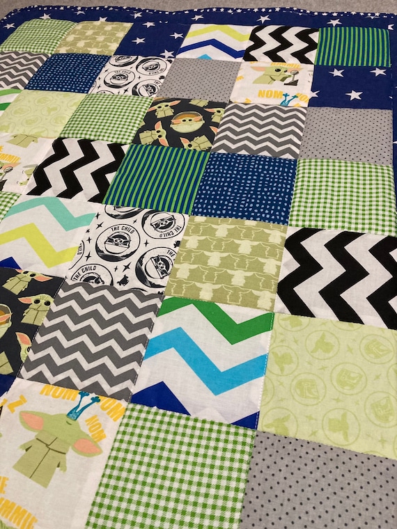 Star Wars Handmade Patchwork Baby Quilt Baby Joda Star Wars Grogu Etsy Canada