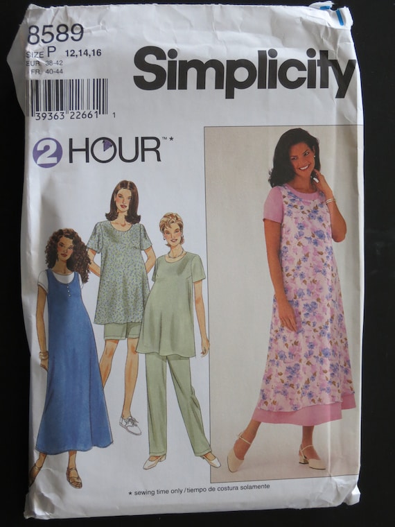 Jumper Top Simplicity 8589 Maternity Dress Pants or Shorts Sewing Pattern