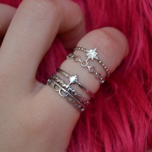 star 2/3 tier open band ring adjustable 304 stainless steel
