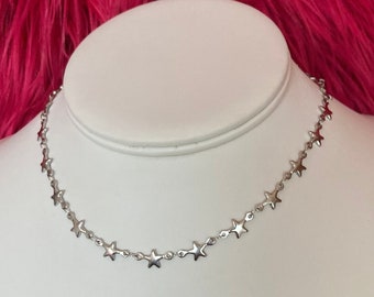 star chain necklace 14" + 2" extention chain choker collar - 304 stainless steel