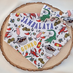 New Orleans: Cajun Cooking Dog Bandana, Louisiana Dog Bandana, Over the Collar Dog Bandana