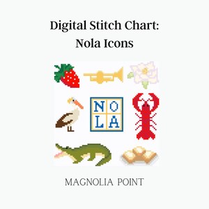 Nola Icons - デジタルニードルポイントステッチチャート 18 カウント