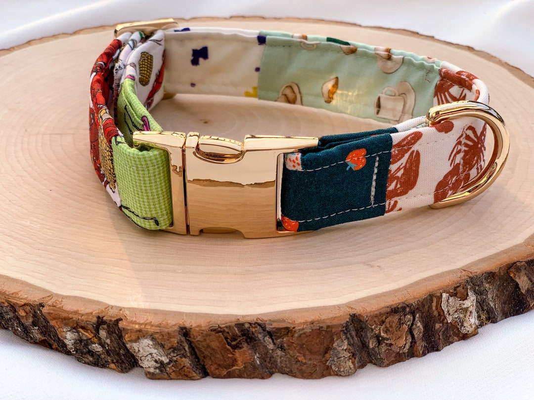 Louisiana Patchwork Dog Collar, Recycled Fabric Quick Release Dog
