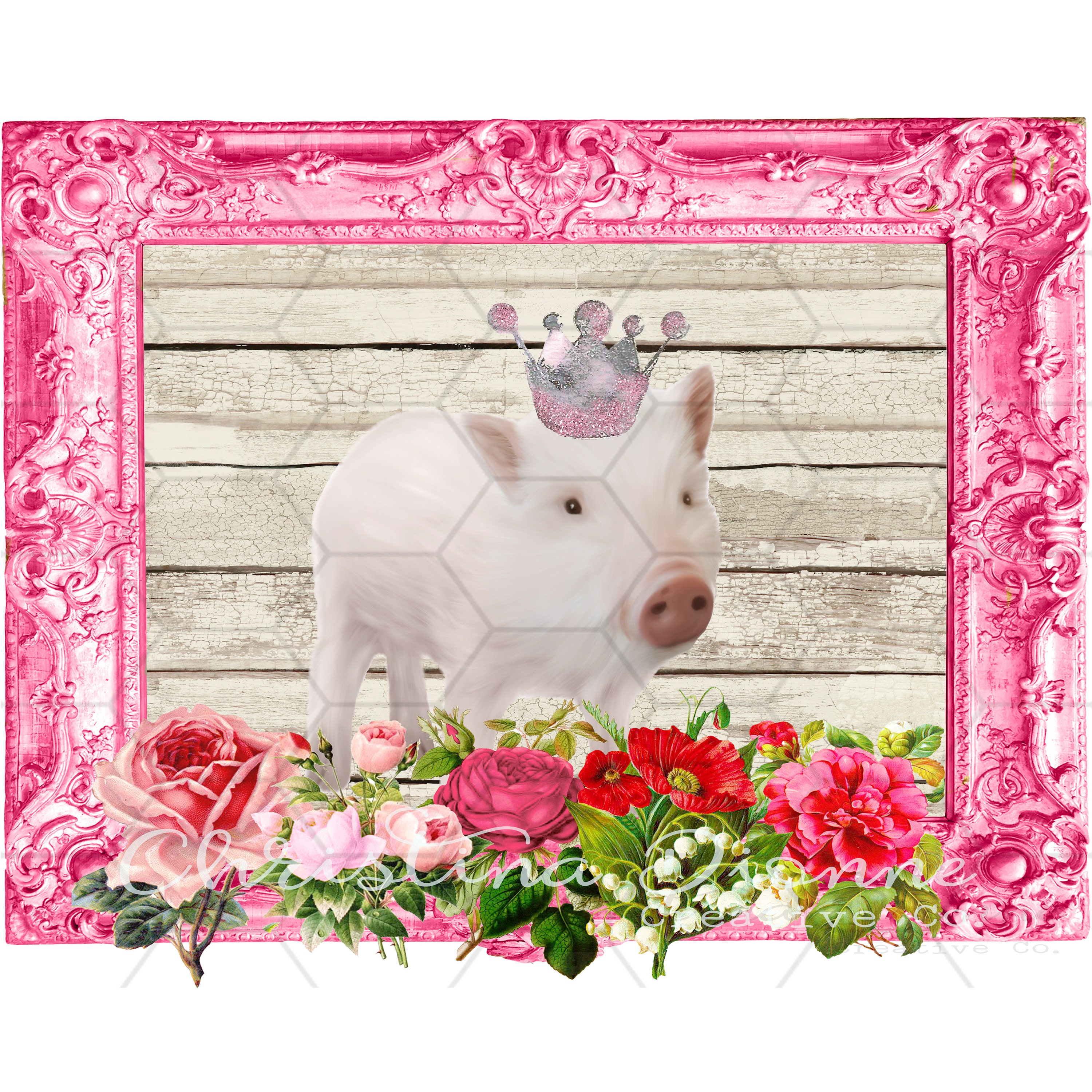 Download Cute Pig Sublimation Design Pretty Farm Animal Printable ...