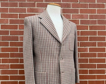 1950s Mens Striped Wool Suit Jacket Size 42R Sport Coat Blazer Vintage Retro Rockabilly Gift for Men Mid-Century Mad Men Tweed Business