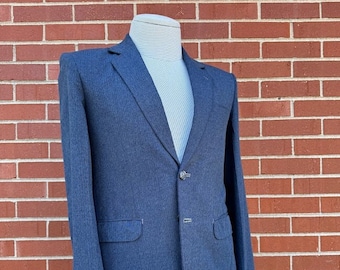 1960s Mens Blue Wool Suit Jacket Size 34 Short Blazer Sport Coat Vintage Rockabilly XS Retro Gift for Boys Mid-Century Preppy Business