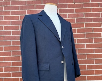 Vintage 1970's Men's Blue Wool Blazer, Size 43 Short, 70's Men's Blazer, 70's Men's Suit Jacket, 70's Sport Coat, Business Suit Jacket