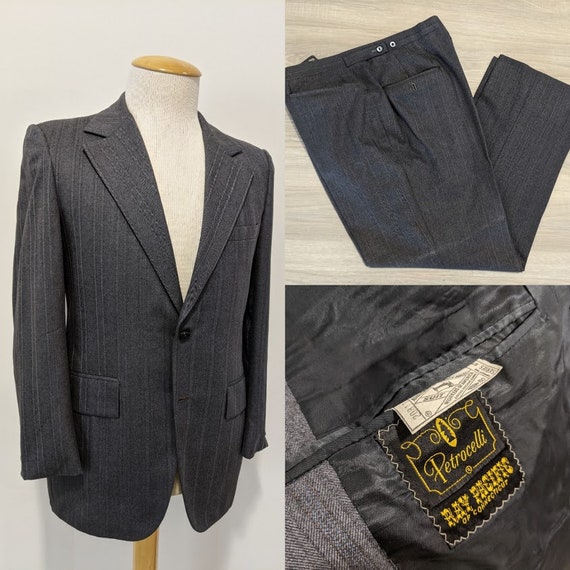 Vintage 1970's Men's Grey Suit Two-Piece Suit 70's