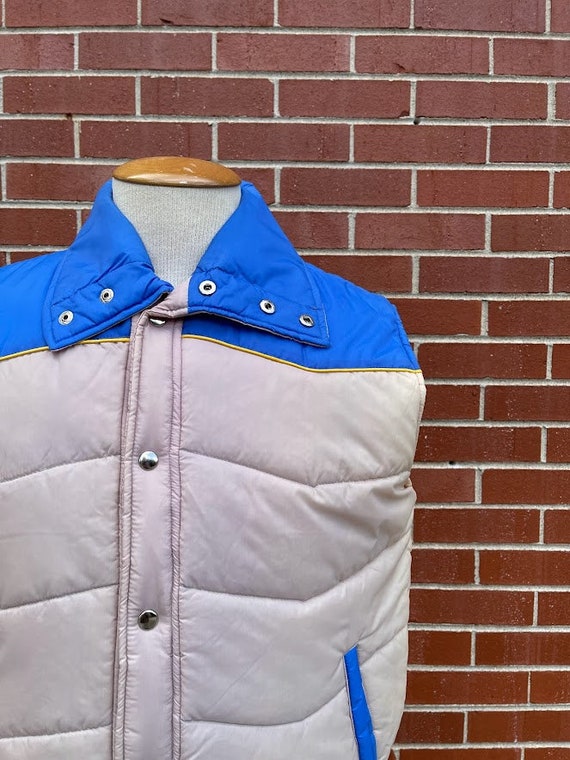 Vintage 1980's Men's Puffy Winter Vest, Size XL, … - image 3