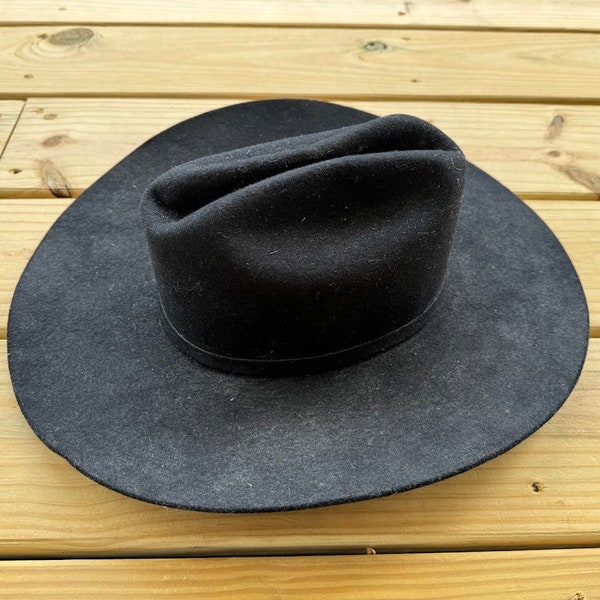 Herren Schwarz Wollfilz Lone Star Hüte Cowboyhut Größe 7 1/8 Vintage Retro Western Rodeo Caballero Geschenke für Männer Countrymusik Nashville Texas