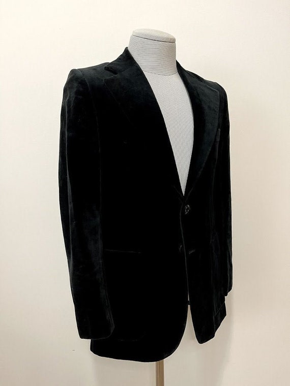 Vintage 1980's Men's Black Velvet Suit Jacket Retr
