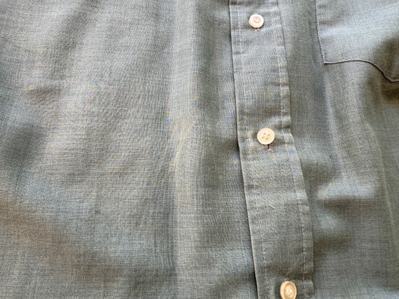 1970s Mens Blue Button-Down Dress Shirt Size Medi… - image 4