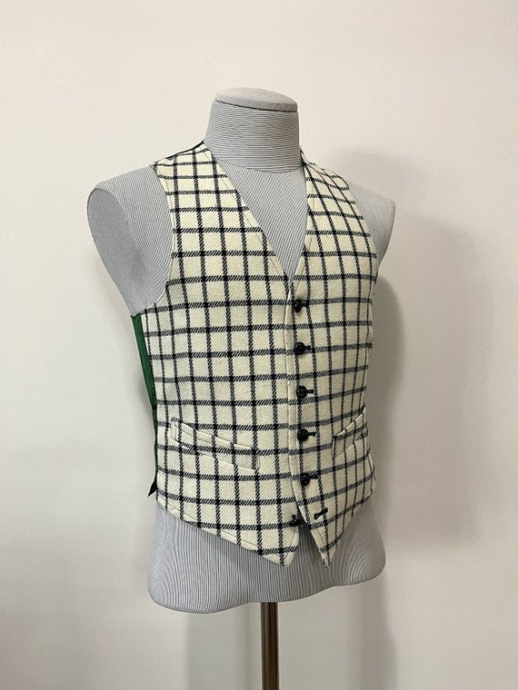 Vintage 1970's Men's Wool Plaid Vest Kilt Vest Woo