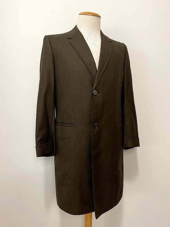 Vintage 1970's Men's Brown Wool Overcoat 70's Coat