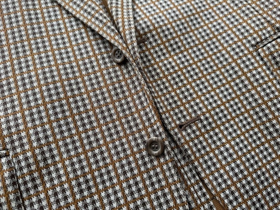 1970s Mens Brown Checked Suit Jacket Size 43R Vin… - image 4